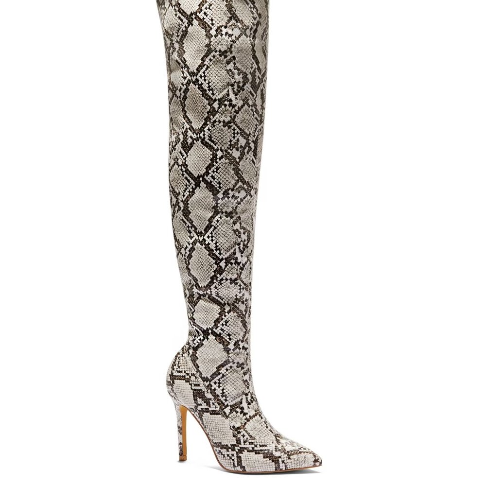 SNAKE-PRINT GIA THIGH HIGH BOOT - NEW YORK &  COMPANY NIB